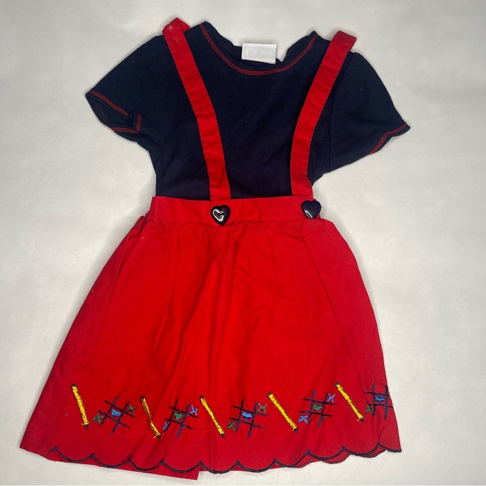 Girls vintage In Designs pencil tic tac‎ toe suspenders dress skirt